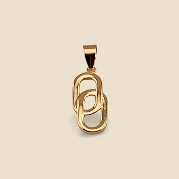 14k Real Yellow Gold Link Drop Pendant | Birthday Gift | Minimal Jewelry | - Picture 1 of 3